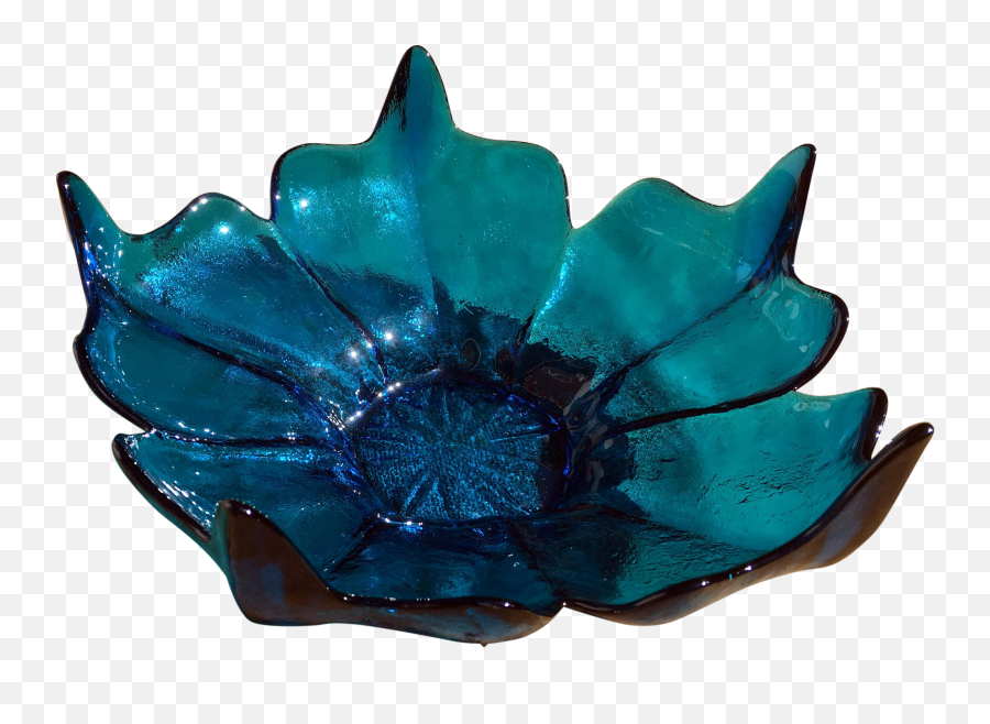 Glass Bowl Mid Century Blue Glass Bowl Art Glass Bowl Glass Emoji,Fused Glass Emoji