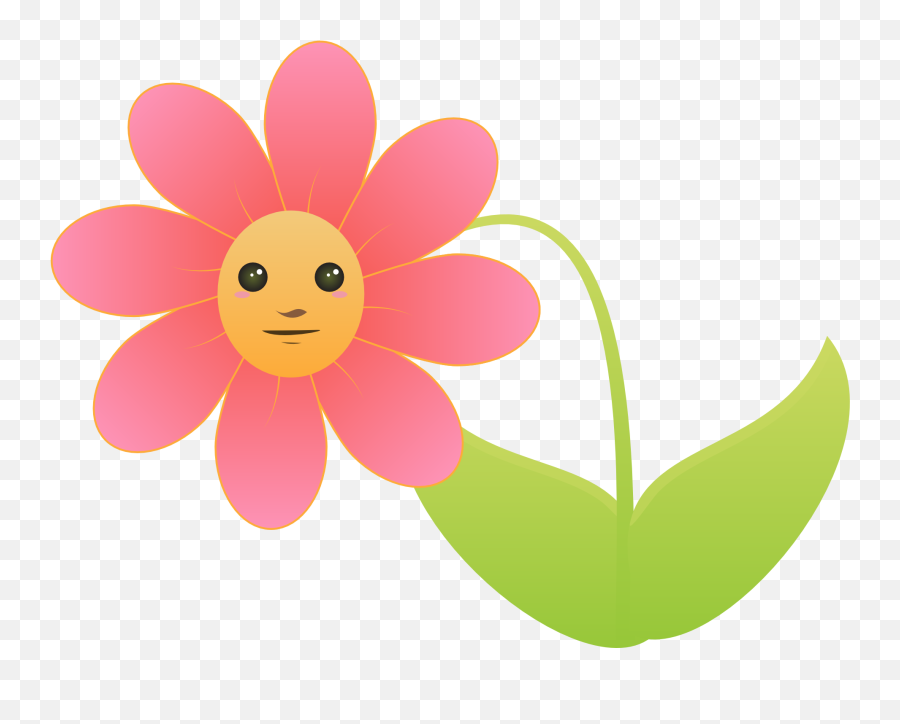Pink Flower With Face Clipart - Flower With Face Clipart Emoji,Flower Emoticon Face
