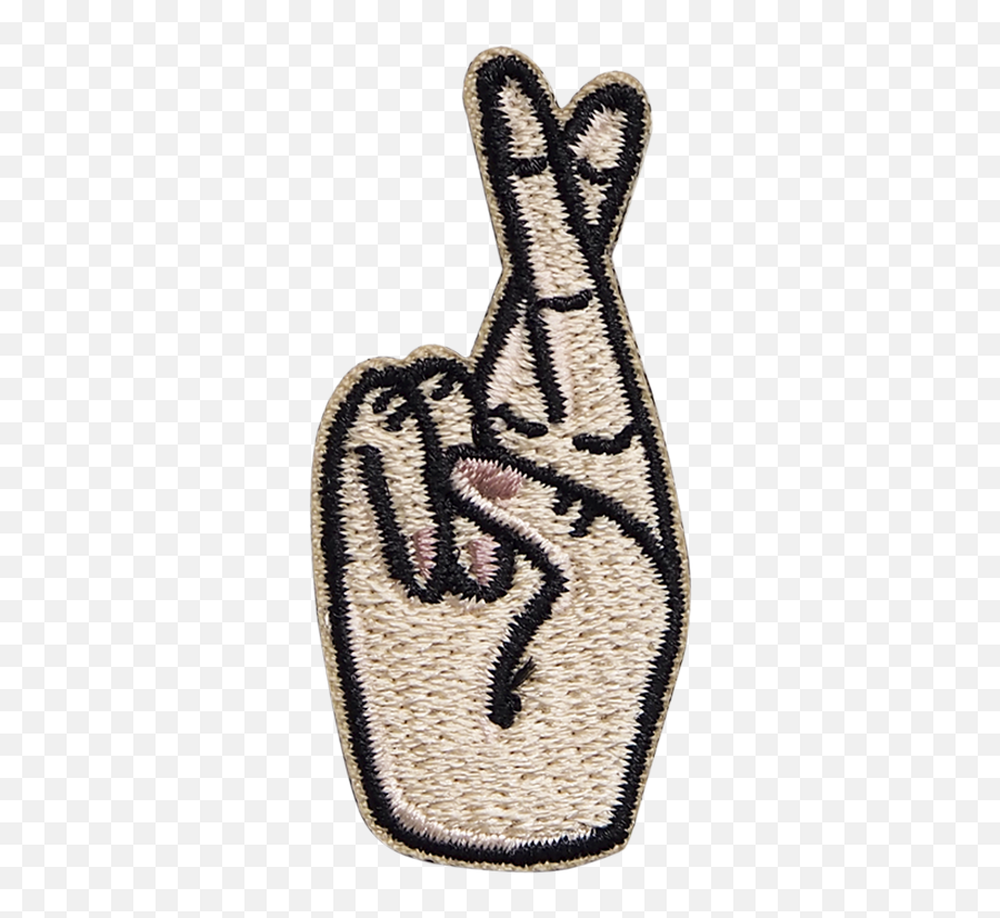 The Paper Bunny Fingers Crossed Sticker - Embroidered Patch Emoji,Crossing Fingers Emoji