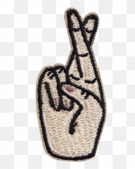 The Paper Bunny Fingers Crossed Sticker - Embroidered Patch Emoji,Crossing Fingers Emoji
