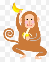 Monkey Eating A Banana Clipart Free Download Transparent Emoji,Baby Monkey Emoji