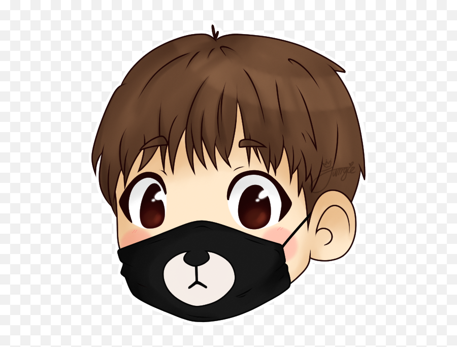 Transparent Masks Bear Graphic Black And White Download - Kim Taehyung Cartoon Drawing Emoji,Bts V As An Emojis