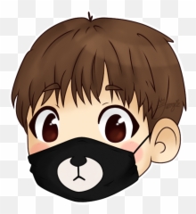 Transparent Masks Bear Graphic Black And White Download - Kim Taehyung Cartoon Drawing Emoji,Bts V As An Emojis