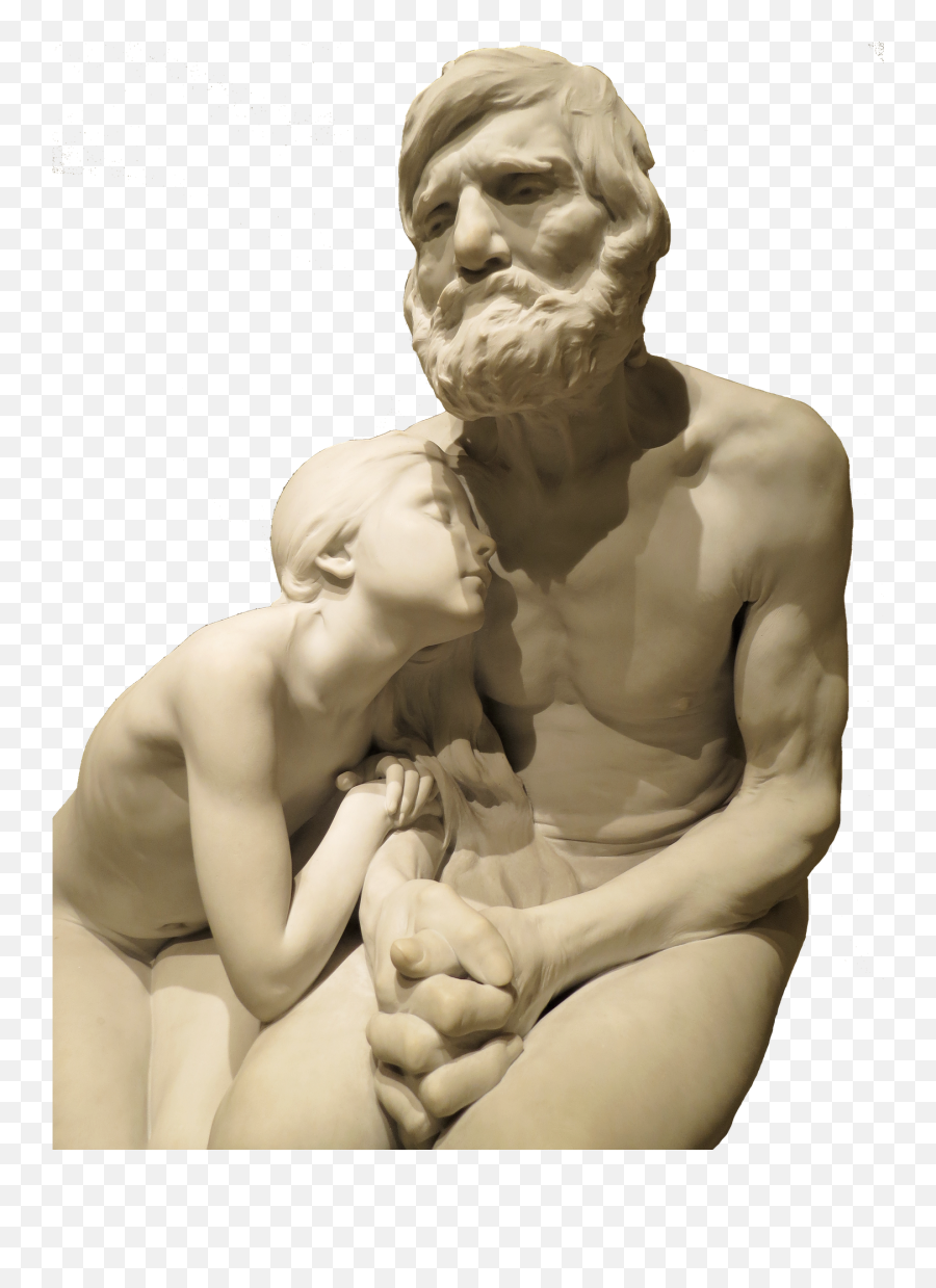 Father Daughter Concerns Sitting Statue Figurefather - Museu Nacional De Catalunya Emoji,Emotion Monk Statue