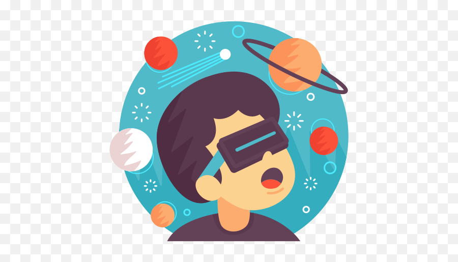 Glasses Planets Astronomy Boy Virtual Augmented - Imagenes De Realidad Animada Emoji,Vr Headset With Emoticon