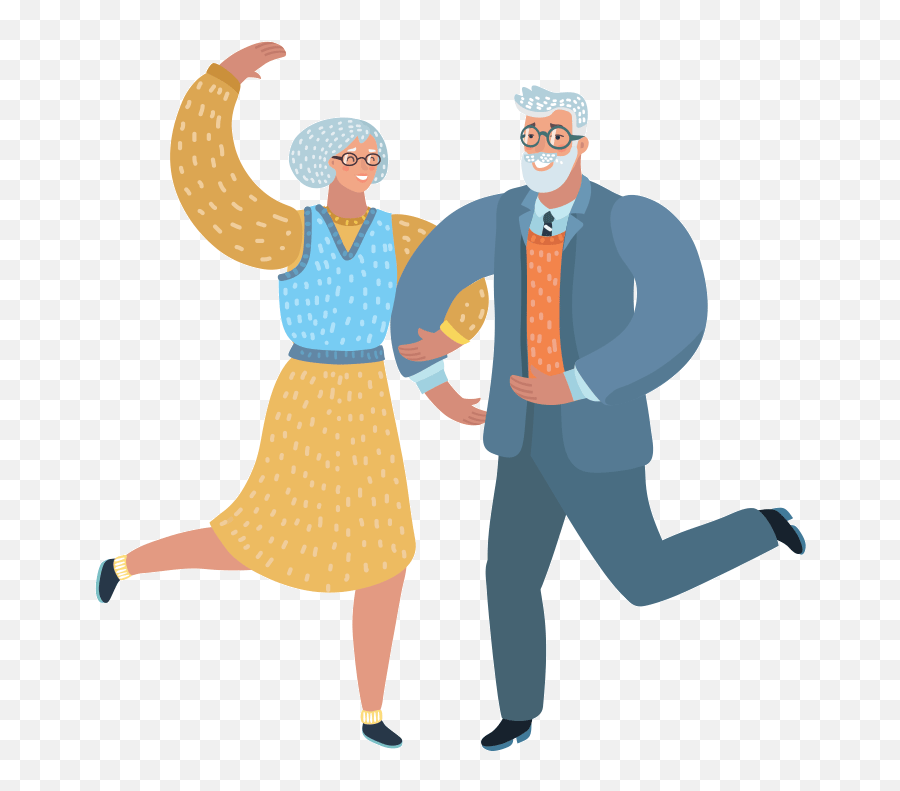 Positive Attitudes About Aging May Pay Off In Better Health - Happy Elderly Couple Illustration Emoji,Healththe Effect Of Attitudes, Emotions, And Relationships Doi