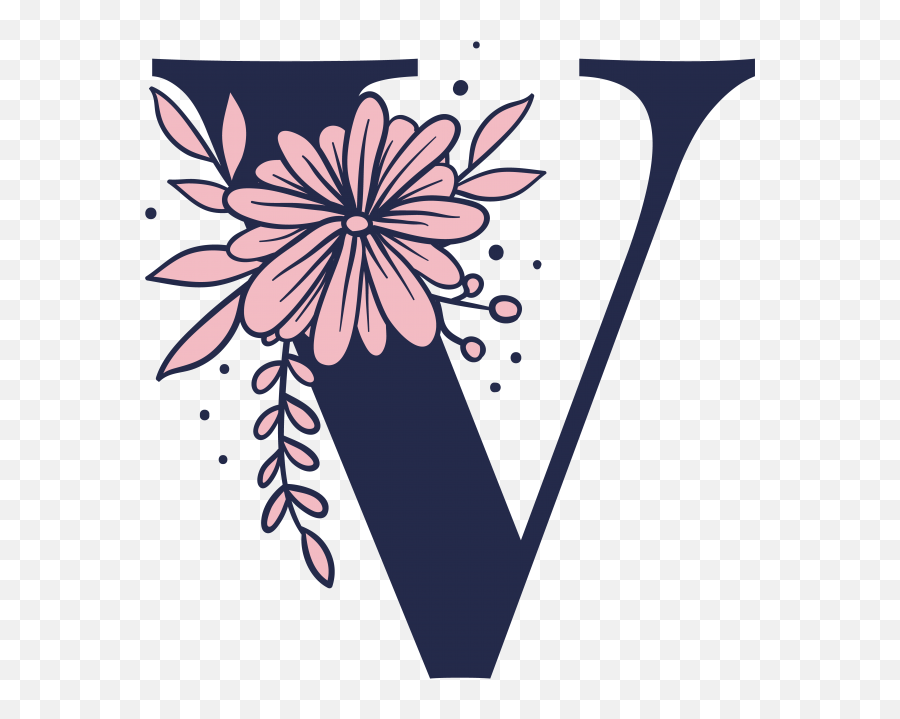 Floral Alphabet V Letter Png Transparent Image Emoji,Letter K In Emojis Wallpaer