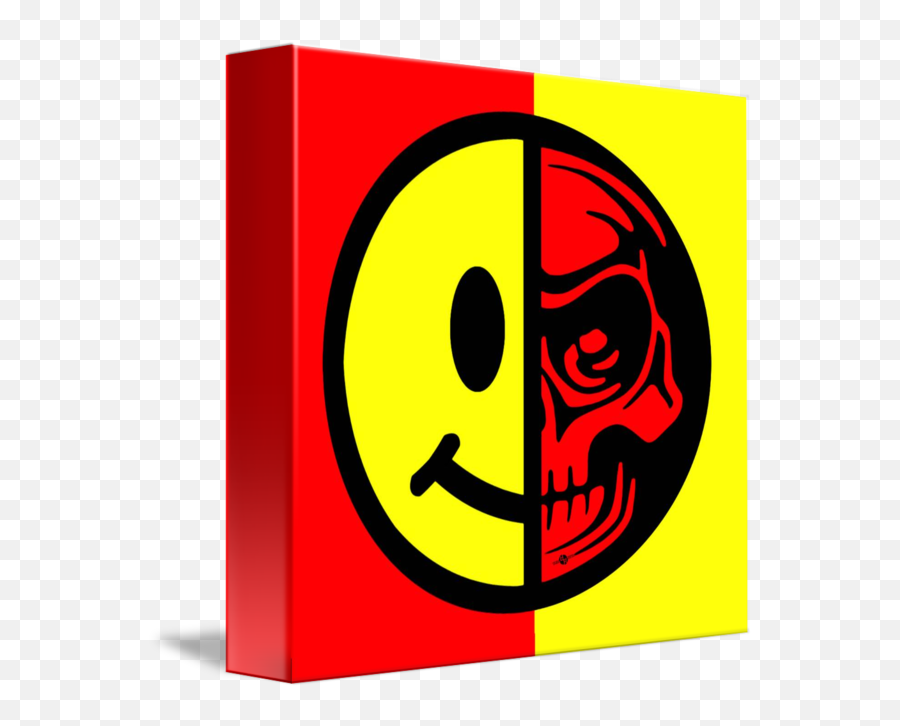 Smiley Face Skull Yellow Red - Smiley Face Skull Yellow Red Border Emoji,What Is The Emoticon With A Red Circle In The Yello Circle