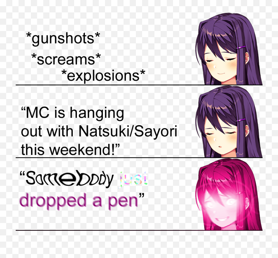 Somebody Just Dropped A Pen Doki Doki Literature Club - Doki Doki Literature Club Memes Emoji,Only One Emotion Meme