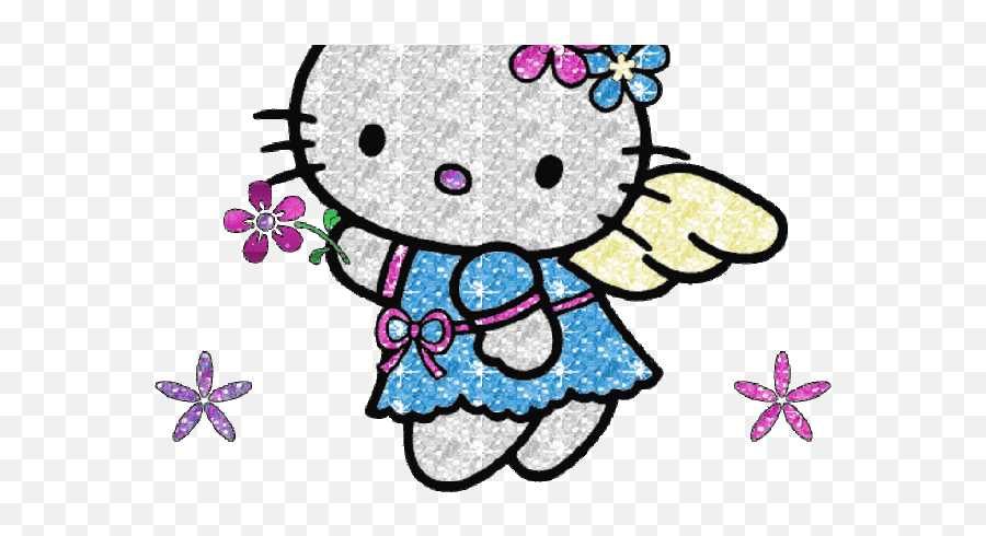 Glitter Animation Cliparts Co Graphics Flowers - Cloudygif Hello Kitty With Angel Wings Emoji,Pimp Emoji
