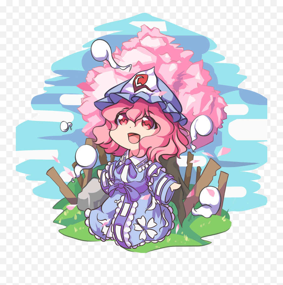 Drew Chibi Yuyuko Touhou - Chibi Yuyuko Emoji,Chibi Suprised Emotion