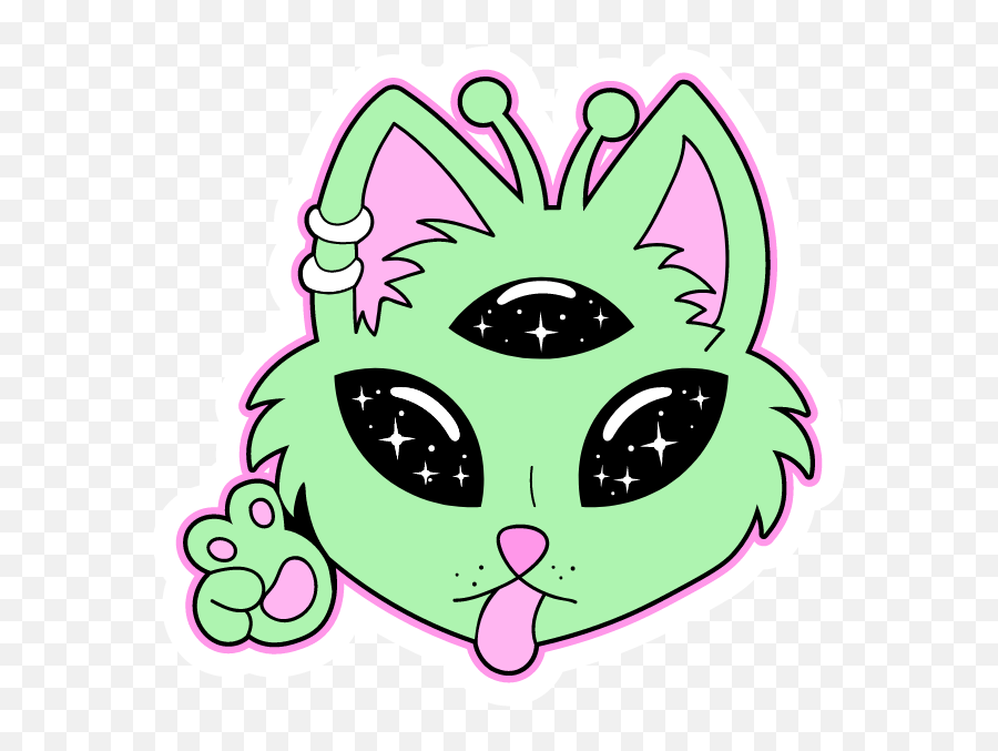 Pin - Three Eyed Cat Alien Emoji,Pig Knife Emoji