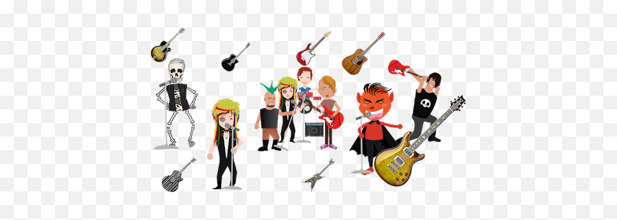 Rock And Guitar Emojis - Cute Emoticons U0026 Stickers Com Band Plays,Guitar Emoji Png