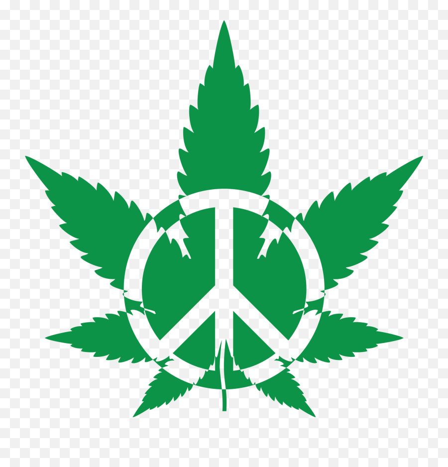 Green Pot Leaf With A Peace Symbol Png - Marijuana Leaf Emoji,Pot Leaf Emoji