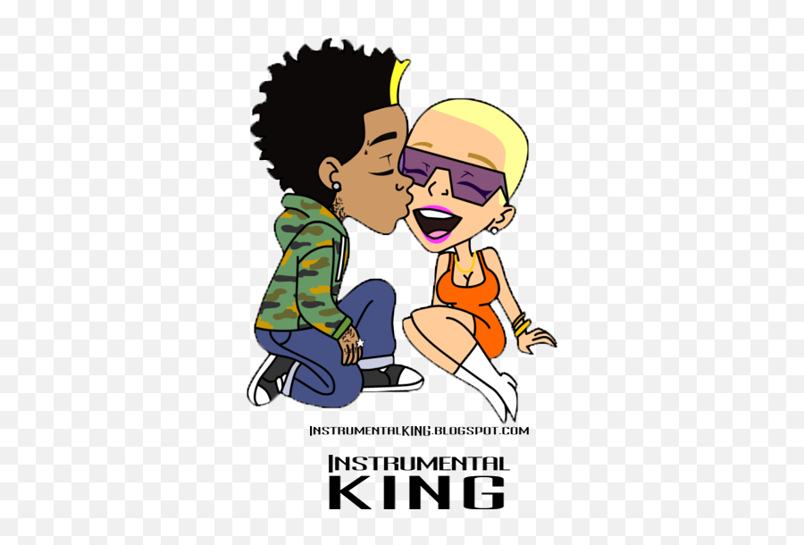 Wiz Khalifa X Amber Rose Cartoon Psd Official Psds - Wiz Khalifa And Amber Rose Cartoon Emoji,Amber Rose Emojis