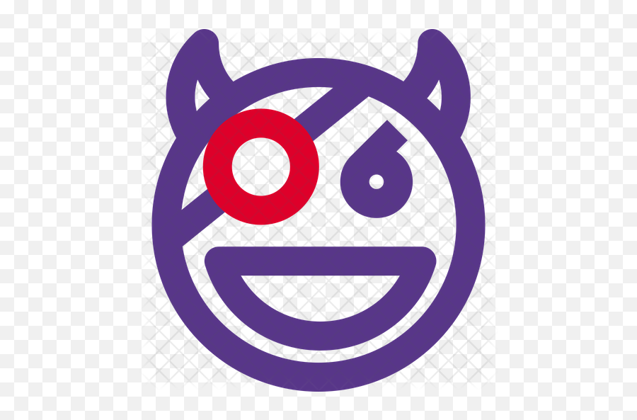 Pirate Devil Emoji Icon Of Line Style - Happy,Purple Smiling Devil Emoji