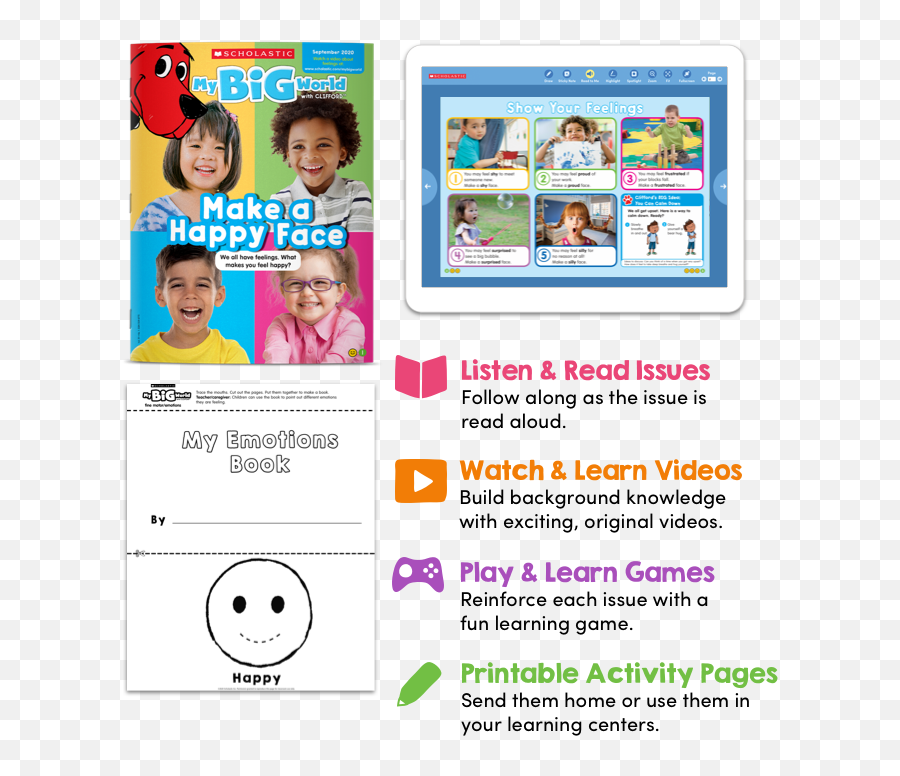 My Big World The Delightful Preschool Magazine From Scholastic - Happy Emoji,Printable Emotions Game