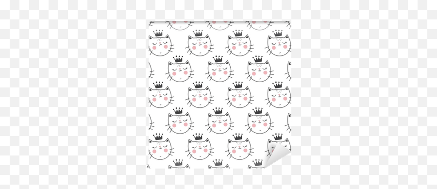 Cute Cat Pattern Wall Mural Pixers - Happy Emoji,Metal Cat Emoticon