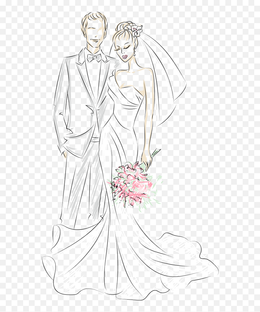 Outline Lovers Couple Wedding Sticker - Fictional Character Emoji,Wedding Emoji Outline