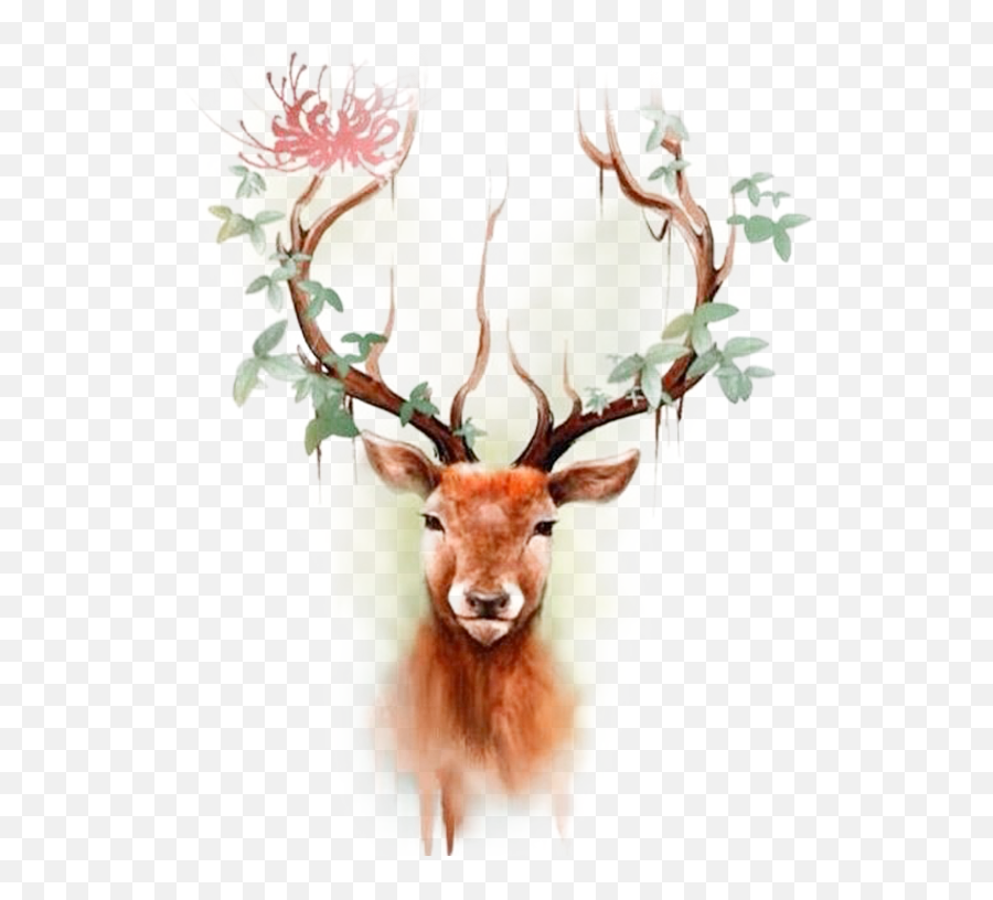 Download Elk Moose Tattoo Color Deer Head Reindeer Clipart - Deer Colored Tattoo Sketches Emoji,Moose Emoticon