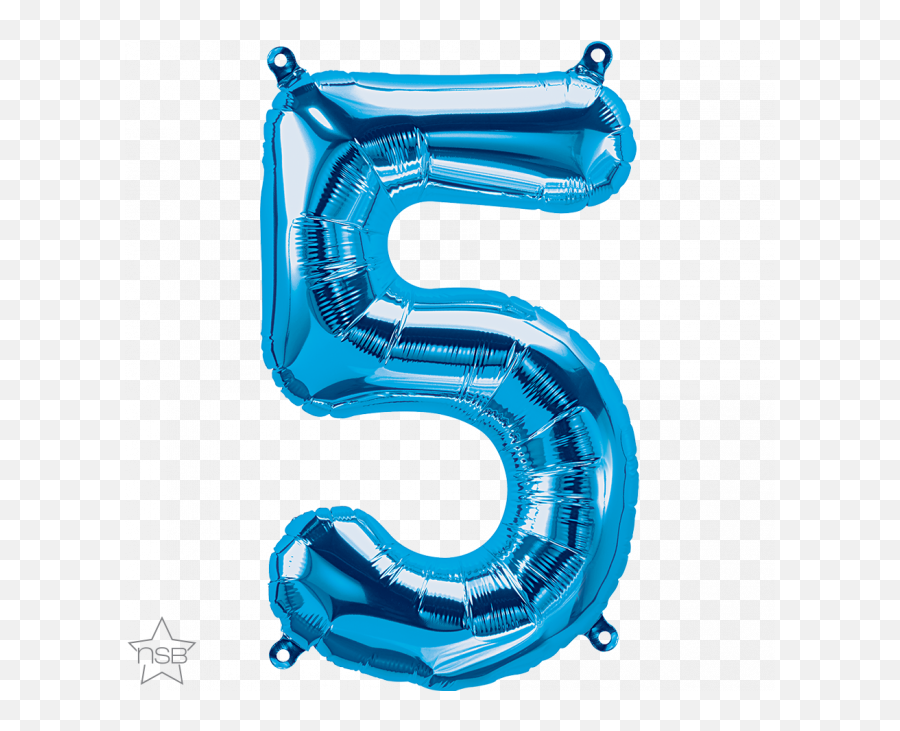 34 Number Age 55th Birthday - Five Blue Shape Foil Number 5 Balloon Png Emoji,Hi Five Emoji Movie