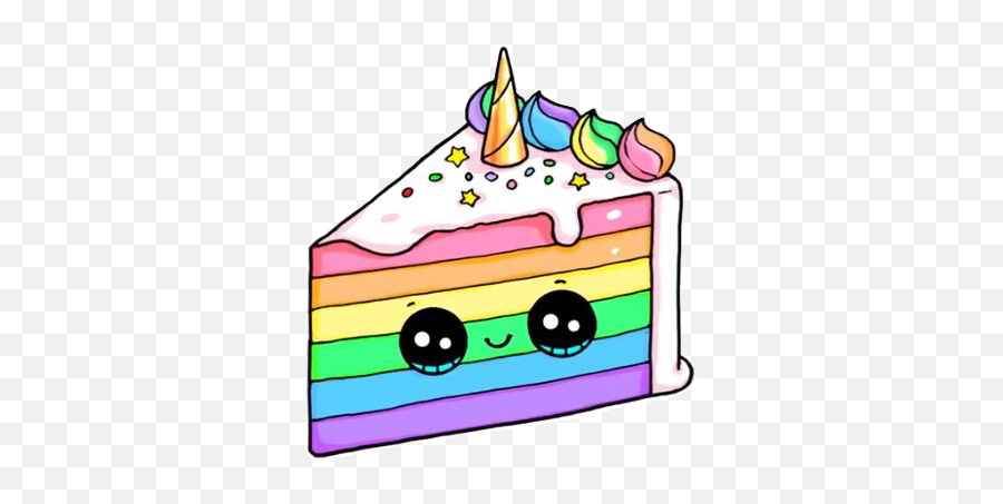 A Slice Of Sticker Challenge On Picsart - Kawaii Glitter Cute Unicorn Emoji,Slice Of Cake Emoji