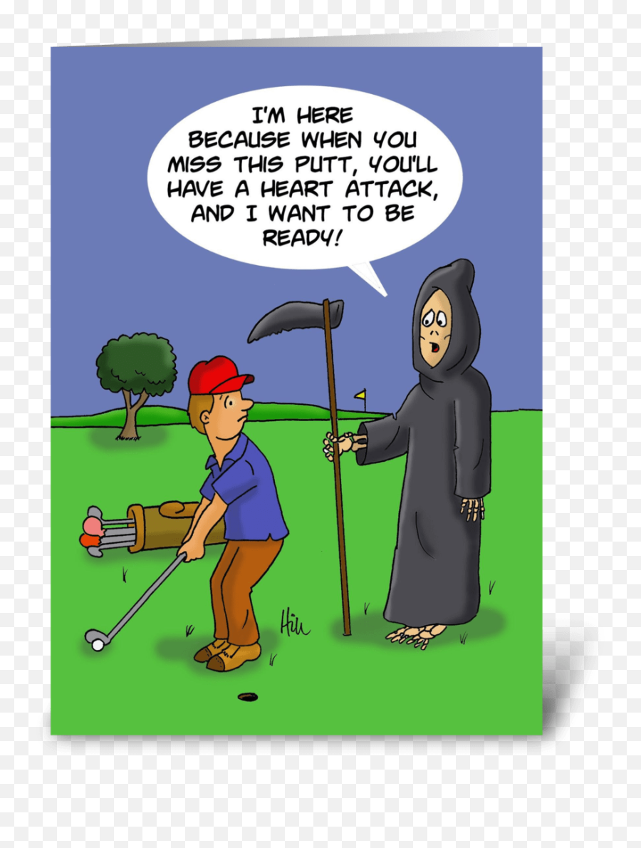 Birthday Card With Grim Reaper To Golfer - Golf Birthday Card Emoji,Grim Reaper Emoticon Facebook
