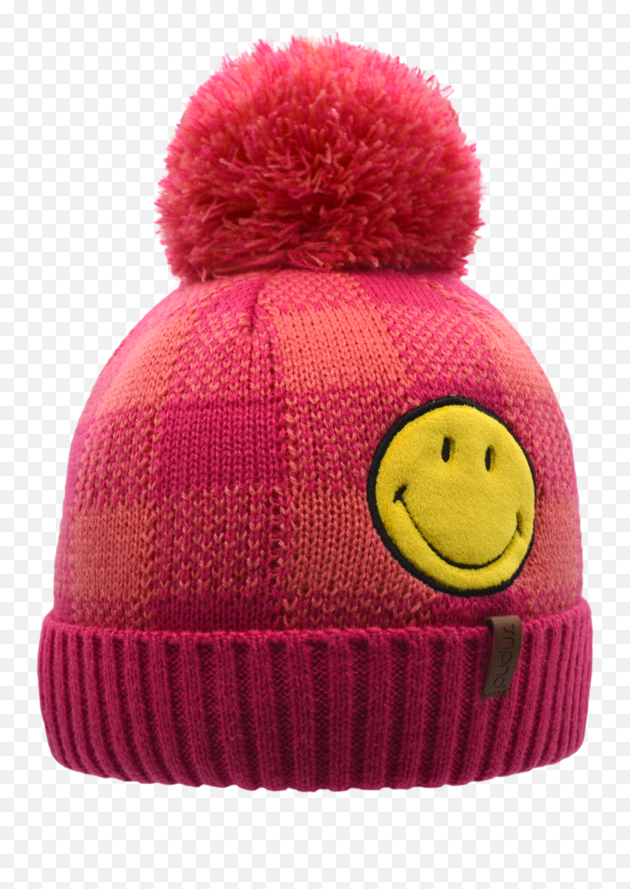 Smiley X Pudus Beanie Hat Pink - Solid Emoji,Emoticon For Navy
