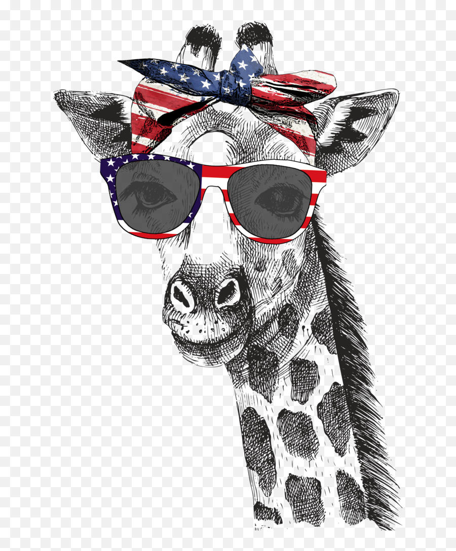 Patriotic Giraffe Graphic Tee - Hipster Giraffe Emoji,Chile Emoji Pillow