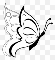 Butterfly Clipart Butterfly Black White Line Art Coloring - Butterfly Clipart Black And White Emoji,Black And White Flower Emoji