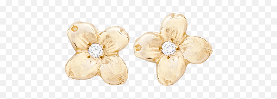 Dogwood Stud Earrings With Diamond - Solid Emoji,Swarovski Zirconia Earrings Emotions