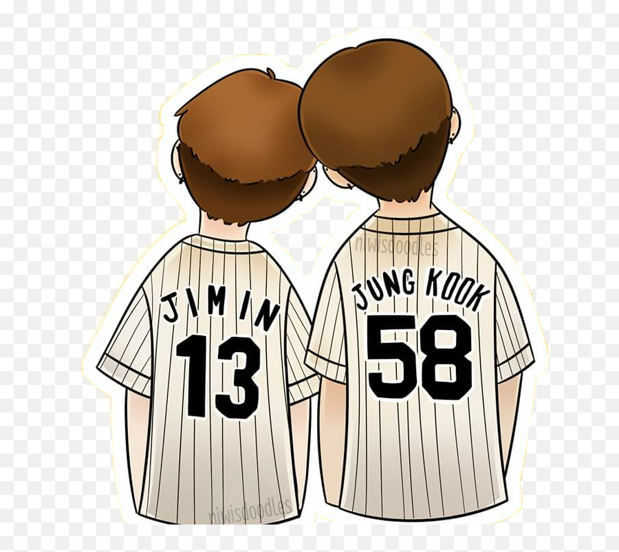 Jikook Jimin Jungkook Sticker - Sharing Emoji,Emoji Baseball Jersey
