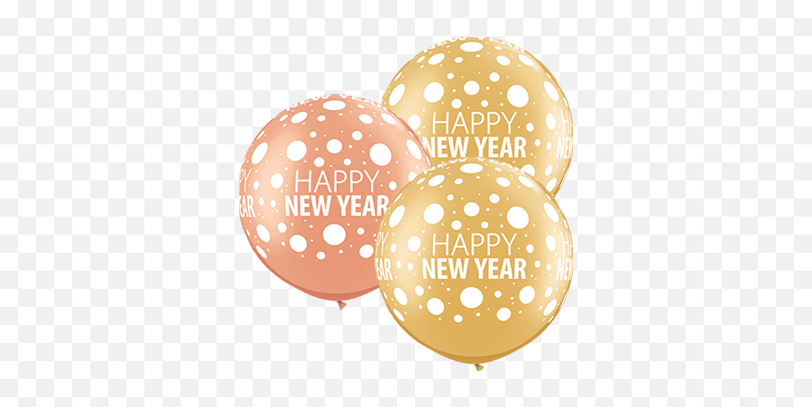 Happy New Year Dots Metallic Rose Gold And Metallic Gold Assortment Latex Round 30in75cm Globos Helium Ballonnen En Ballondecoraties - Balloon Emoji,Latex Emoticons