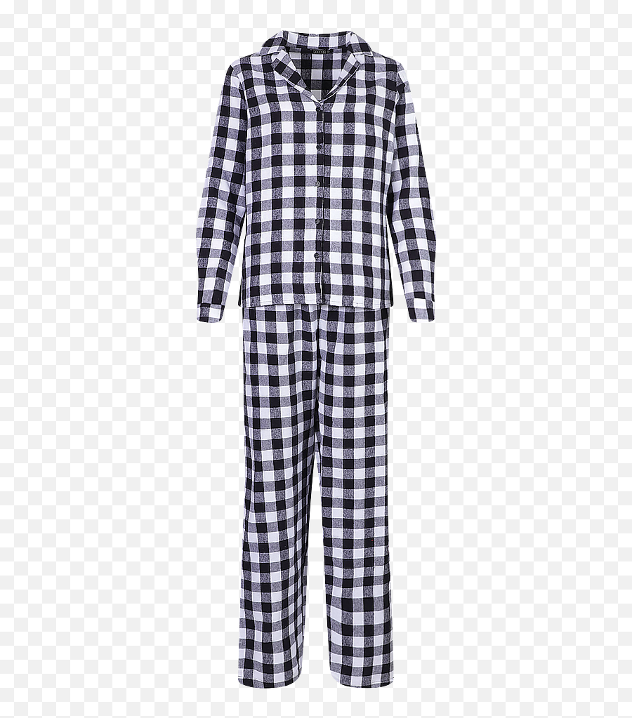 Brushed Check Button Pj Pants Set - Jumpsuit In Check Print Emoji,Soft Pj Pants Emojis