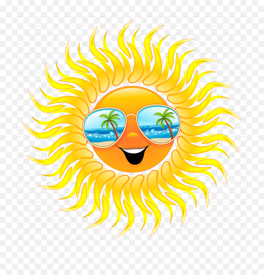 Summer Sun Cartoon With Sunglasses - Summer Cartoon Free Sun Emoji,Sun With Sunglasses Emoticon