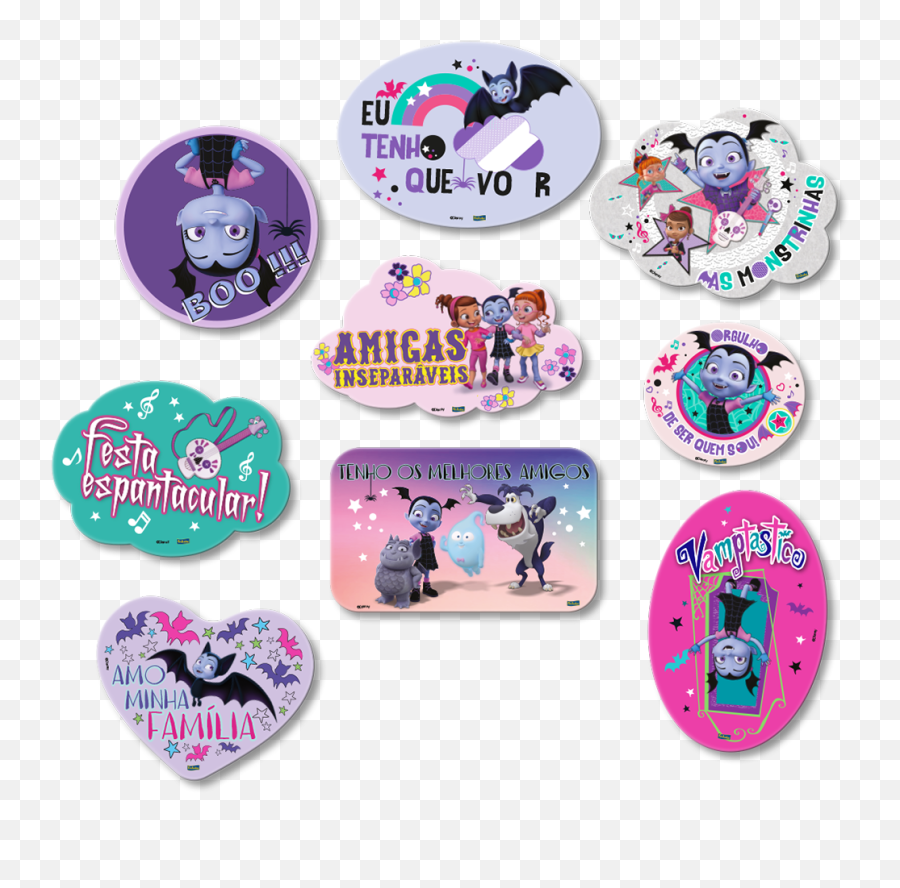 Kit Placas Vampirina Pacote Com 9 Unid - Jf Lembranças Festcolor Kit Plaquinhas Divertidas Festa Vampirina Emoji,Carinhas Emoticons Plaquinhas