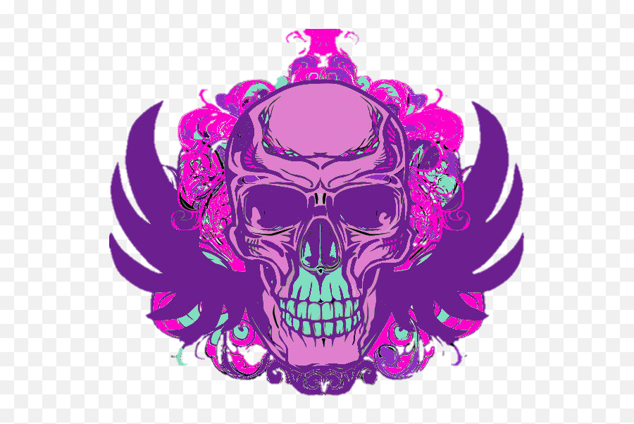 Skull Vector Png - Skull Punk Wings Purple Pink Girly Emoji,Dead Skull Emoji