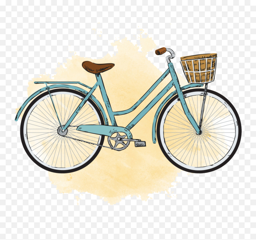 City Bicycle Painting Watercolor - Cute Vintage Bike Drawing Emoji,Beach Cruiser Bike Emoji