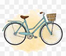 City Bicycle Painting Watercolor - Cute Vintage Bike Drawing Emoji,Beach Cruiser Bike Emoji