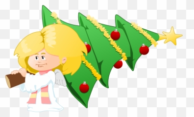 Free Clipart Christmas Tree Carrying Angel Tzunghaor - Cartoon Christmas Tree With Angel Emoji,Christmas Angel Emoticon Video