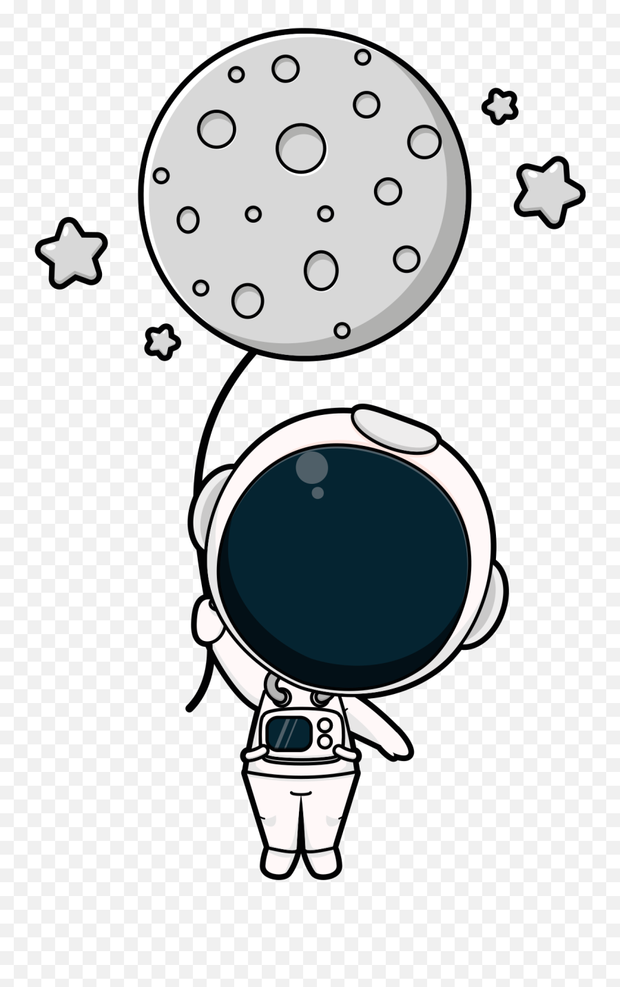 Cute Astronaut And Moon Balloon Illustration Wall Art Emoji,Astronaut Unicorns Emojis
