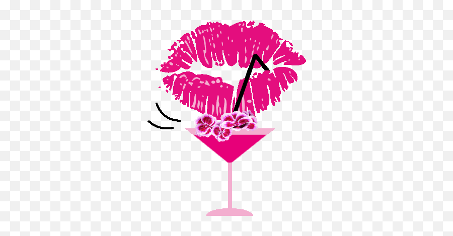 Pink Kisses Cocktail Love Sticker - Pink Kisses Cocktail Emoji,Martini Glass Emoticon