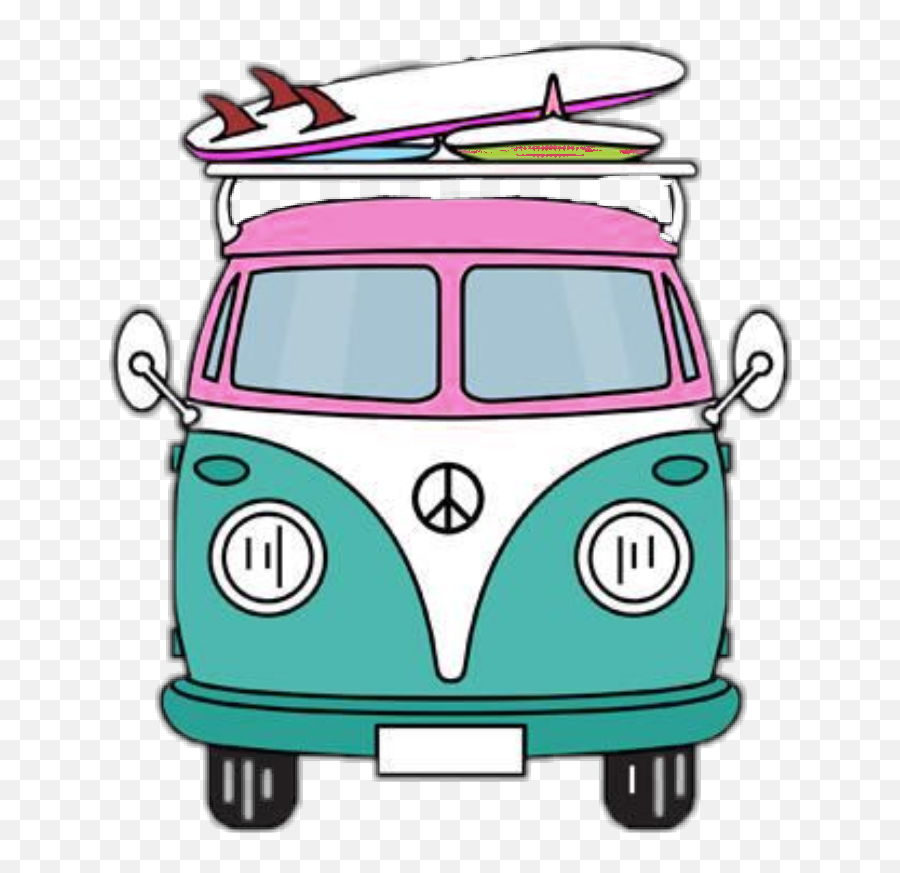 Bus Vwbus Retro Tumblr Lovely Cute Surfing - Cartoon Pegatinas Stickers De Playa Emoji,Minivan Emoji