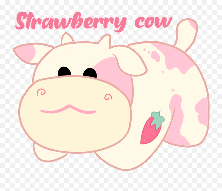 Cow Cartoon Drawing Cow Drawing Cow - Strawberry Cow Transparent Emoji,Surprised Emojis On Animal Jam