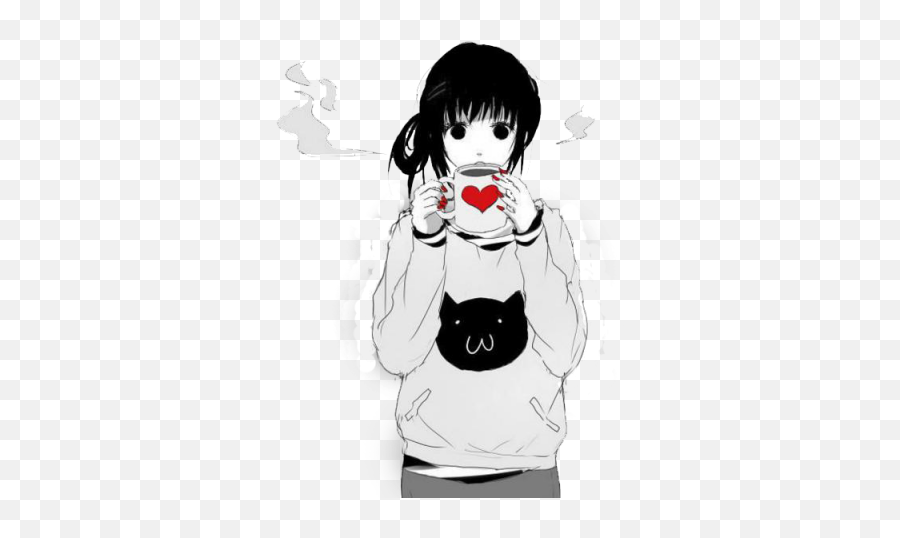 Anime Png - Anime Menina Com Cabelo Preto Emoji,