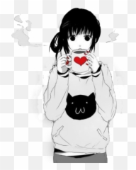 Anime Png - Anime Menina Com Cabelo Preto Emoji,