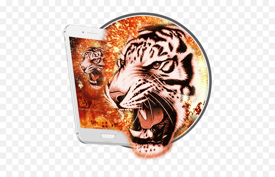 Burning White Tiger Launcher Theme Hd - Smartphone Emoji,Tiger Emoji Snapchat