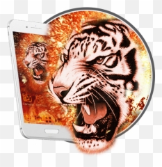 Burning White Tiger Launcher Theme Hd - Smartphone Emoji,Tiger Emoji Snapchat