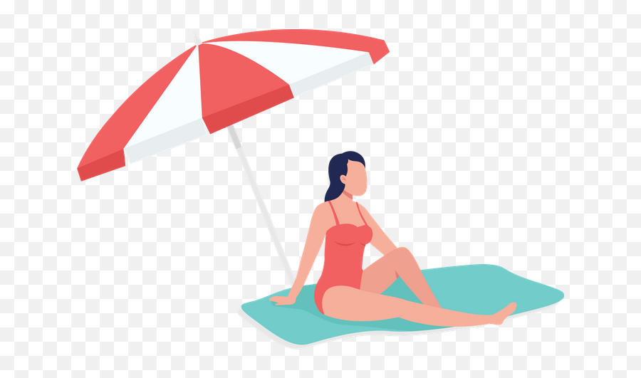 Top 10 Summertime Illustrations - Sunbathing Under Beach Umbrella Vector Emoji,I Need A Emoticon In Pool Floating On A Raft Sunbathing