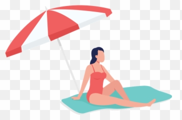 Top 10 Summertime Illustrations - Sunbathing Under Beach Umbrella Vector Emoji,I Need A Emoticon In Pool Floating On A Raft Sunbathing